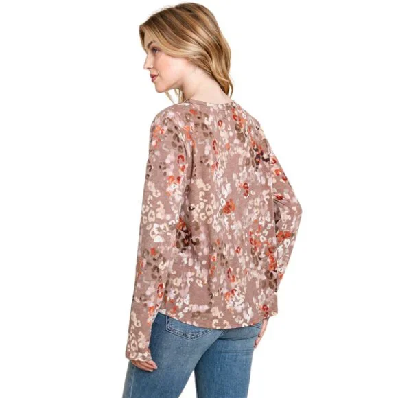 Animal Print Paige Top with Pocket - Picture 2 of 5